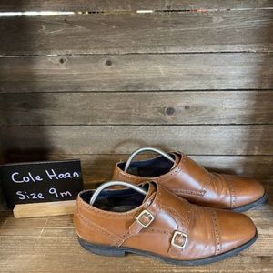 Mens Cole Haan Grand OS Signature Brown Leather Double Monk Strap Shoes Size 9 M